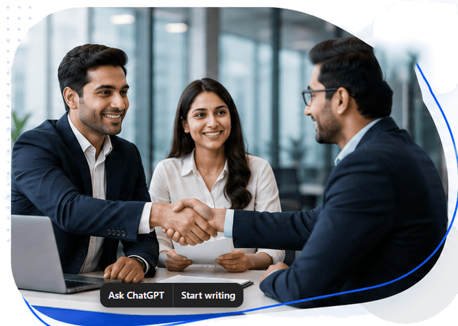 Indian recruitment professionals discussing a hiring partnership